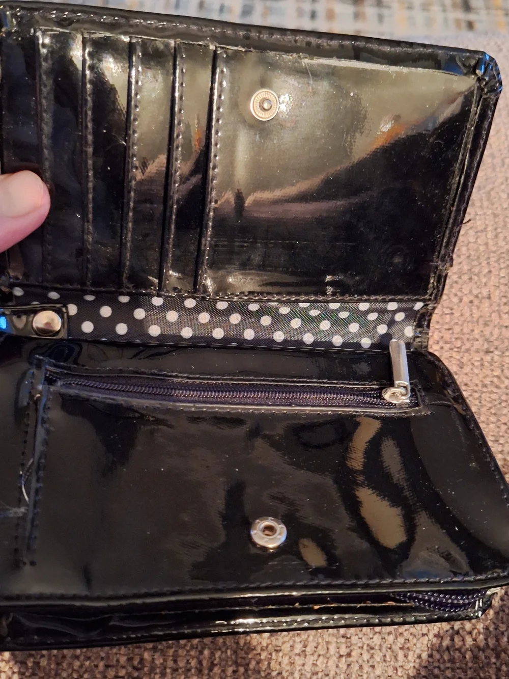 Rare Philadelphia Eagles Black Patent Faux Leather Womens Wallet